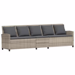 vidaXL Divano da Giardino con Cuscini 5 Posti Grigio Chiaro Polyrattan - Vista aggiuntiva 2