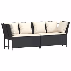 vidaXL Divano da Giardino con Cuscini in Polyrattan Nero - Vista aggiuntiva 2