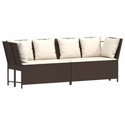 vidaXL Divano da Giardino con Cuscini in Polyrattan Marrone - Vista aggiuntiva 2