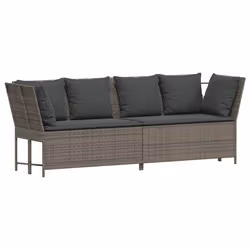 vidaXL Divano da Giardino con Cuscini in Polyrattan Grigio - Vista aggiuntiva 2