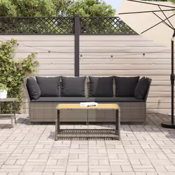 vidaXL Divano da Giardino con Cuscini in Polyrattan Grigio - Vista aggiuntiva 3