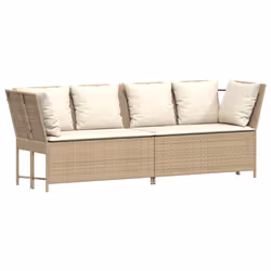 vidaXL Divano da Giardino con Cuscini in Polyrattan Beige - Vista aggiuntiva 2