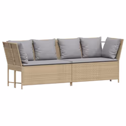 vidaXL Divano da Giardino con Cuscini in Polyrattan Beige - Vista aggiuntiva 2