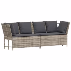 vidaXL Divano da Giardino con Cuscini in Polyrattan Grigio Chiaro - Vista aggiuntiva 2