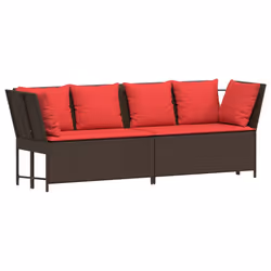 vidaXL Divano da Giardino con Cuscini in Polyrattan Marrone - Vista aggiuntiva 2