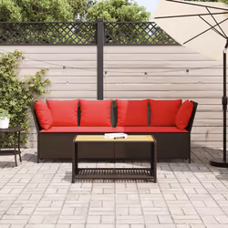 vidaXL Divano da Giardino con Cuscini in Polyrattan Marrone - Vista aggiuntiva 3