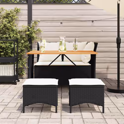 vidaXL Set da Pranzo da Giardino 4 pz con Cuscini Nero in Polyrattan - Vista aggiuntiva 3