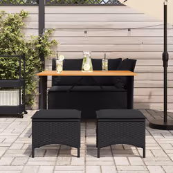 vidaXL Set da Pranzo da Giardino 4 pz con Cuscini Nero in Polyrattan - Vista aggiuntiva 3