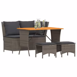 vidaXL Set da Pranzo da Giardino 4 pz con Cuscini in Polyrattan Grigio - Vista aggiuntiva 2