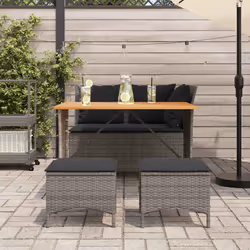 vidaXL Set da Pranzo da Giardino 4 pz con Cuscini in Polyrattan Grigio - Vista aggiuntiva 3