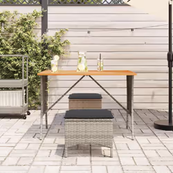 vidaXL Set da Pranzo da Giardino 3 pz con Cuscini in Polyrattan Grigio - Vista aggiuntiva 3