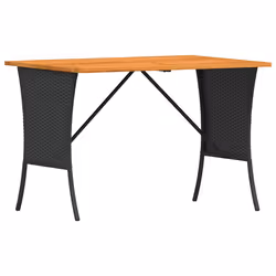 vidaXL Tavolo Giardino Piano Legno Acacia Nero 105x75x72 cm Polyrattan - Vista aggiuntiva 2