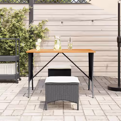 vidaXL Tavolo Giardino Piano Legno Acacia Nero 105x75x72 cm Polyrattan - Vista aggiuntiva 3