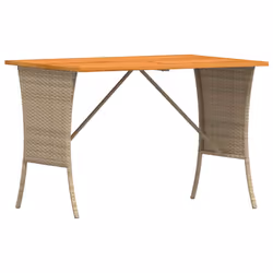 vidaXL Tavolo Giardino Piano Legno Acacia Beige 105x75x72cm Polyrattan - Vista aggiuntiva 2