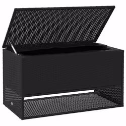 vidaXL Scatola per Cuscini da Esterno Nero 100x55x55,5 cm Polyrattan - Vista aggiuntiva 3