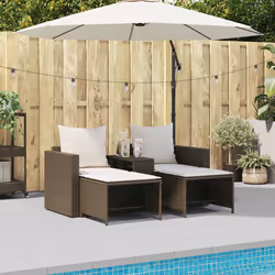 vidaXL Set Divano da Giardino 5 pz con Cuscini Marrone in Polyrattan - Vista aggiuntiva 3