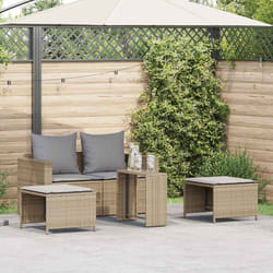 vidaXL Set Divano da Giardino 5 pz con Cuscini Beige in Polyrattan