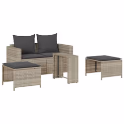 vidaXL Set Divano da Giardino 5pz con Cuscini Grigio Chiaro Polyrattan - Vista aggiuntiva 2