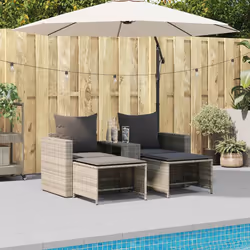 vidaXL Set Divano da Giardino 5pz con Cuscini Grigio Chiaro Polyrattan - Vista aggiuntiva 3