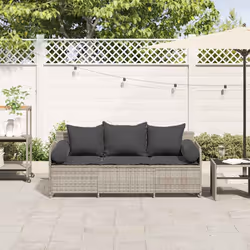 vidaXL Divano da Giardino con Cuscini 3 Posti Grigio Chiaro Polyrattan - Vista aggiuntiva 3