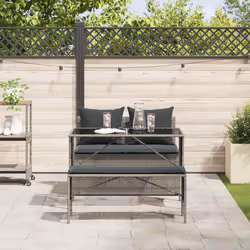 vidaXL Set da Pranzo da Giardino 3 pz con Cuscini in Polyrattan Grigio - Vista aggiuntiva 3