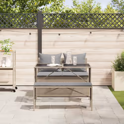 vidaXL Set da Pranzo da Giardino 3 pz con Cuscini Beige in Polyrattan - Vista aggiuntiva 3
