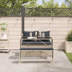 vidaXL Set Pranzo da Giardino 3pz con Cuscini Grigio Chiaro Polyrattan - Vista aggiuntiva 3