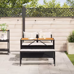 vidaXL Set da Pranzo da Giardino 3 pz con Cuscini Nero in Polyrattan - Vista aggiuntiva 3