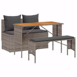 vidaXL Set da Pranzo da Giardino 3 pz con Cuscini in Polyrattan Grigio - Vista aggiuntiva 2