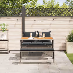 vidaXL Set da Pranzo da Giardino 3 pz con Cuscini in Polyrattan Grigio - Vista aggiuntiva 3