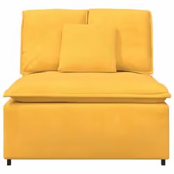 vidaXL Modulo Centrale Divano Modulare con Cuscini Giallo Chiaro 100cm - Vista aggiuntiva 3