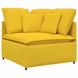 vidaXL Modulo Angolare Divano Modulare con Cuscini Giallo Chiaro 100cm - Vista aggiuntiva 2