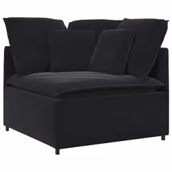 vidaXL Modulo Angolare Divano Modulare con Cuscini Nero 100 cm - Vista aggiuntiva 2