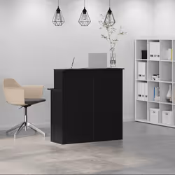vidaXL Banco Reception Nero 100x50x103,5 cm in Legno Multistrato - Vista aggiuntiva 3