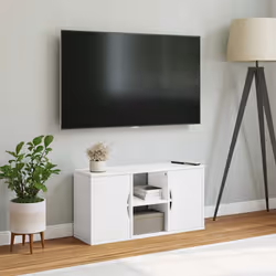 vidaXL Mobile Porta TV ODDA Bianco 79x24x40 cm Legno Massello di Pino - Vista aggiuntiva 3