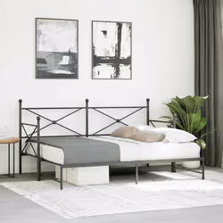 vidaXL Divano Letto Estraibile senza Materasso Nero 90x190 cm Acciaio - Vista aggiuntiva 3