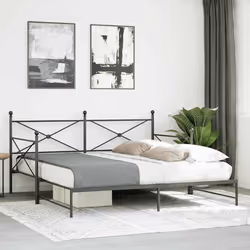 vidaXL Divano Letto Estraibile senza Materasso Nero 100x200 cm Acciaio - Vista aggiuntiva 3