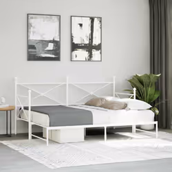vidaXL Divano Letto Estraibile senza Materasso Bianco 90x190cm Acciaio - Vista aggiuntiva 3
