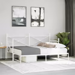 vidaXL Divano Letto Estraibile senza Materasso Bianco 90x200cm Acciaio - Vista aggiuntiva 3