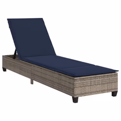vidaXL Lettino Prendisole con Cuscini Grigio 55x200x25,5cm Polyrattan - Vista aggiuntiva 2