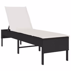 vidaXL Lettino Prendisole con Cuscino Nero 55x200x44 cm in Polyrattan - Vista aggiuntiva 2