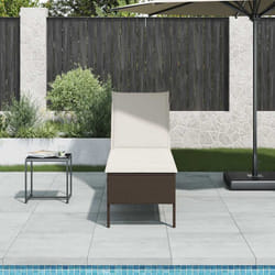 vidaXL Lettino Prendisole con Cuscino Marrone 55x200x44 cm Polyrattan