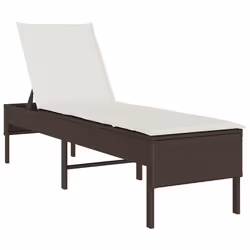 vidaXL Lettino Prendisole con Cuscino Marrone 55x200x44 cm Polyrattan - Vista aggiuntiva 2