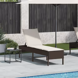vidaXL Lettino Prendisole con Cuscino Marrone 55x200x44 cm Polyrattan - Vista aggiuntiva 3