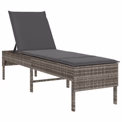 vidaXL Lettino Prendisole con Cuscino Grigio 55x200x44cm in Polyrattan - Vista aggiuntiva 2