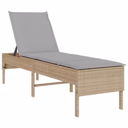 vidaXL Lettino Prendisole con Cuscini Beige 55x200x44 cm in Polyrattan - Vista aggiuntiva 2
