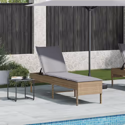 vidaXL Lettino Prendisole con Cuscini Beige 55x200x44 cm in Polyrattan - Vista aggiuntiva 3