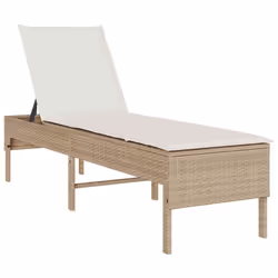 vidaXL Lettino Prendisole con Cuscini Beige 55x200x44 cm in Polyrattan - Vista aggiuntiva 2
