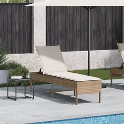 vidaXL Lettino Prendisole con Cuscini Beige 55x200x44 cm in Polyrattan - Vista aggiuntiva 3