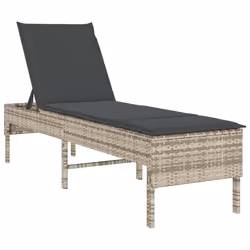 vidaXL Lettino Prendisole con Cuscino Grigio Chiaro 55x200x44 cm - Vista aggiuntiva 2